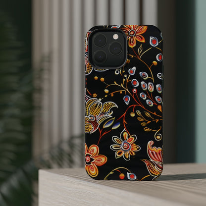 Floral Black Magnetic Impact Phone Case — Protective Magnetic, Shock - Resistant Floral Design - DIGITAL X