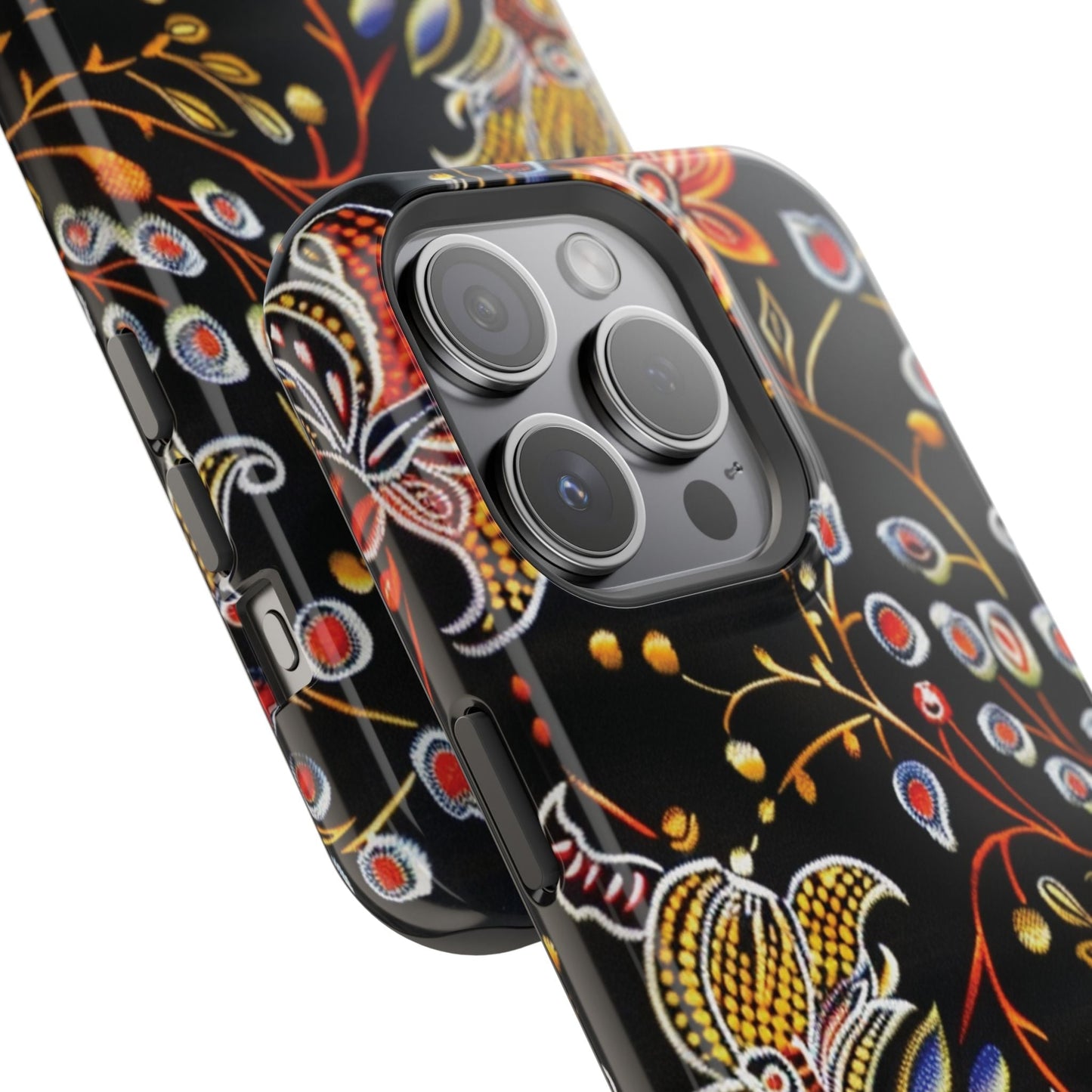 Floral Black Magnetic Impact Phone Case — Protective Magnetic, Shock - Resistant Floral Design - DIGITAL X