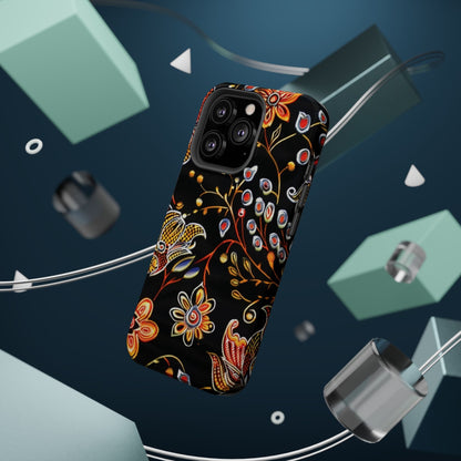 Floral Black Magnetic Impact Phone Case — Protective Magnetic, Shock - Resistant Floral Design - DIGITAL X