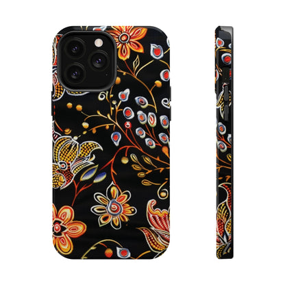 Floral Black Magnetic Impact Phone Case — Protective Magnetic, Shock - Resistant Floral Design - DIGITAL X