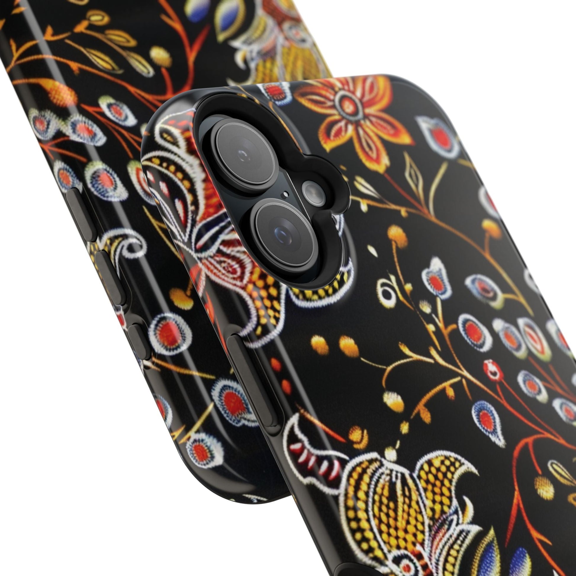 Floral Black Magnetic Impact Phone Case — Protective Magnetic, Shock - Resistant Floral Design - DIGITAL X