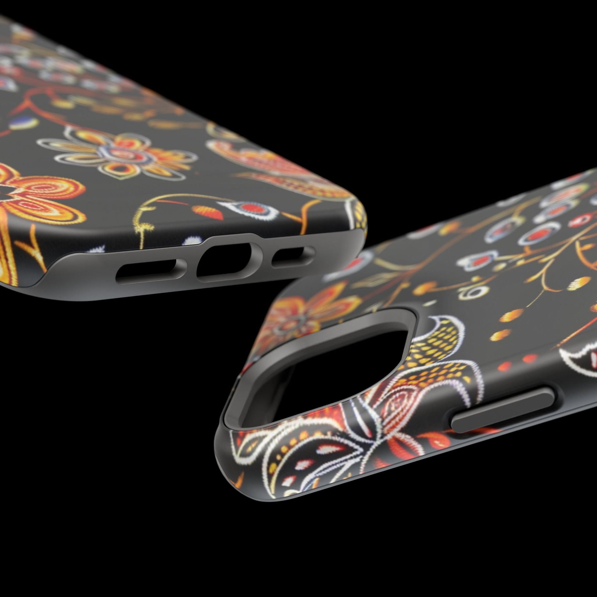 Floral Black Magnetic Impact Phone Case — Protective Magnetic, Shock - Resistant Floral Design - DIGITAL X