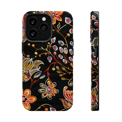 Floral Black Magnetic Impact Phone Case — Protective Magnetic, Shock - Resistant Floral Design - DIGITAL X
