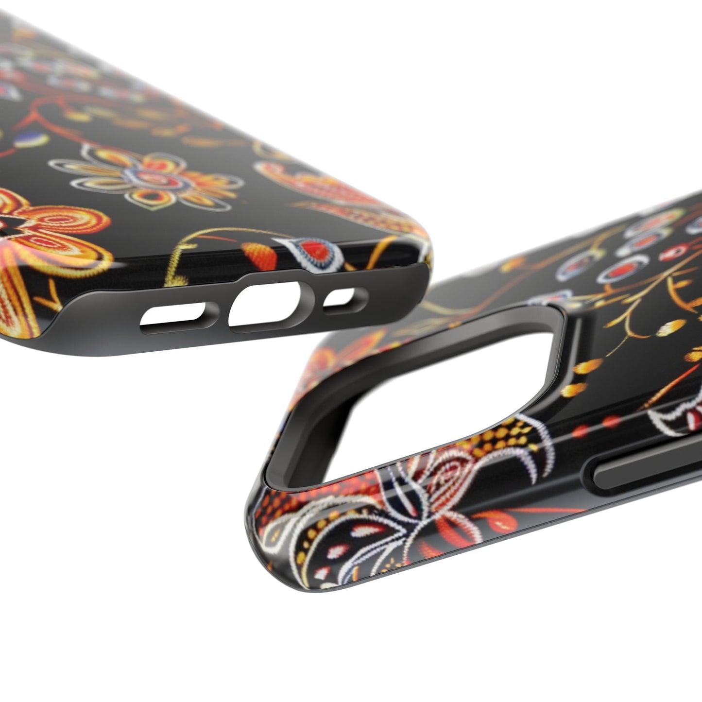 Floral Black Magnetic Impact Phone Case — Protective Magnetic, Shock - Resistant Floral Design - DIGITAL X