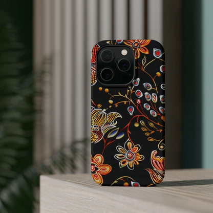 Floral Black Magnetic Impact Phone Case — Protective Magnetic, Shock - Resistant Floral Design - DIGITAL X