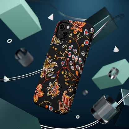 Floral Black Magnetic Impact Phone Case — Protective Magnetic, Shock - Resistant Floral Design - DIGITAL X