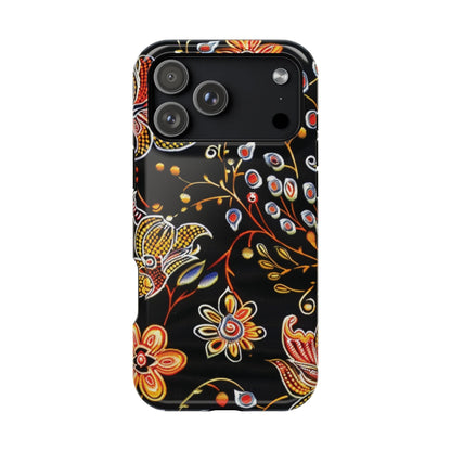 Floral Black Magnetic Impact Phone Case — Protective Magnetic, Shock - Resistant Floral Design - DIGITAL X