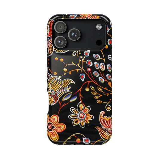 Floral Black Magnetic Impact Phone Case — Protective Magnetic, Shock - Resistant Floral Design - DIGITAL X
