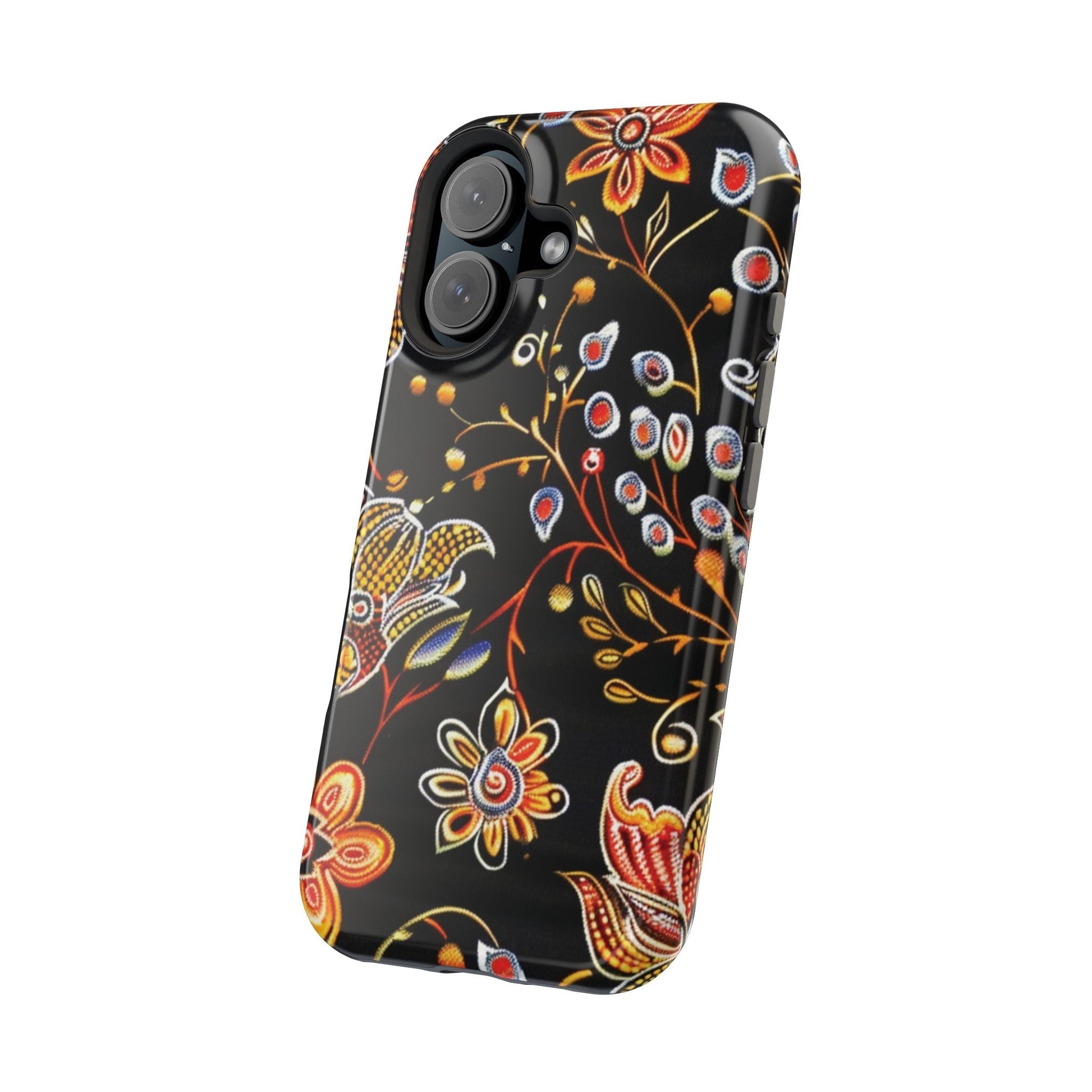 Floral Black Magnetic Impact Phone Case — Protective Magnetic, Shock - Resistant Floral Design - DIGITAL X