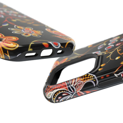 Floral Black Magnetic Impact Phone Case — Protective Magnetic, Shock - Resistant Floral Design - DIGITAL X