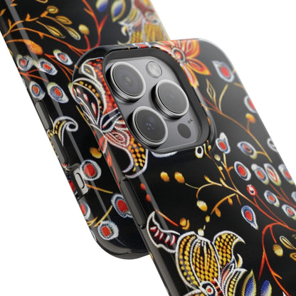 Floral Black Magnetic Impact Phone Case — Protective Magnetic, Shock - Resistant Floral Design - DIGITAL X