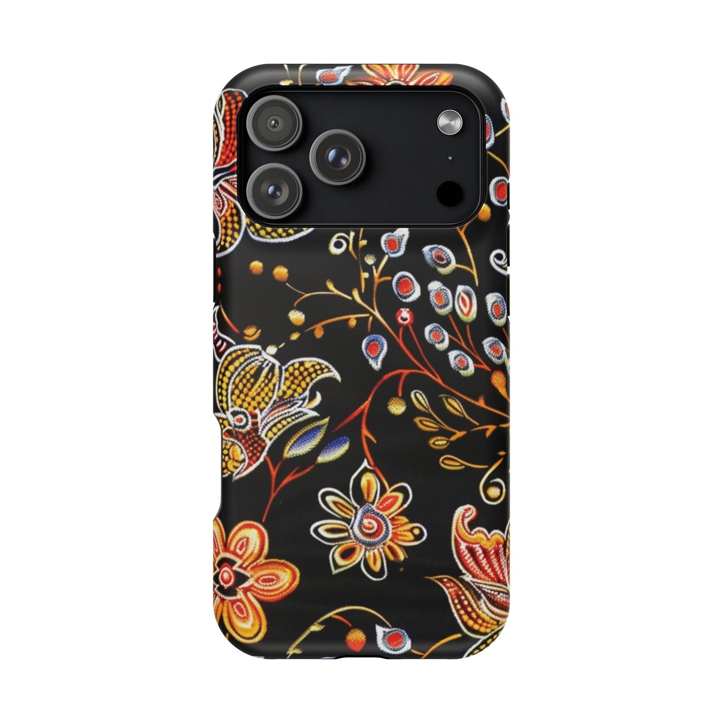 Floral Black Magnetic Impact Phone Case — Protective Magnetic, Shock - Resistant Floral Design - DIGITAL X