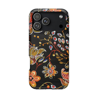 Floral Black Magnetic Impact Phone Case — Protective Magnetic, Shock - Resistant Floral Design - DIGITAL X