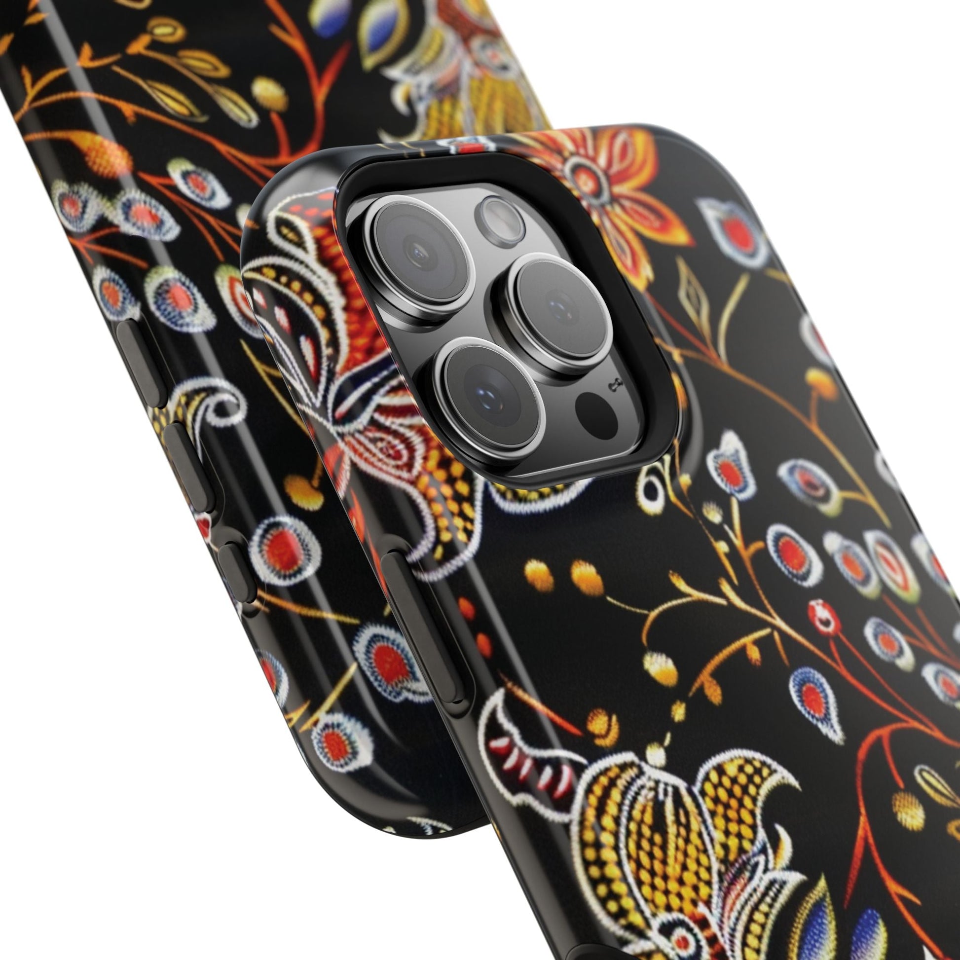 Floral Black Magnetic Impact Phone Case — Protective Magnetic, Shock - Resistant Floral Design - DIGITAL X