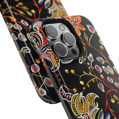 Floral Black Magnetic Impact Phone Case — Protective Magnetic, Shock - Resistant Floral Design - DIGITAL X