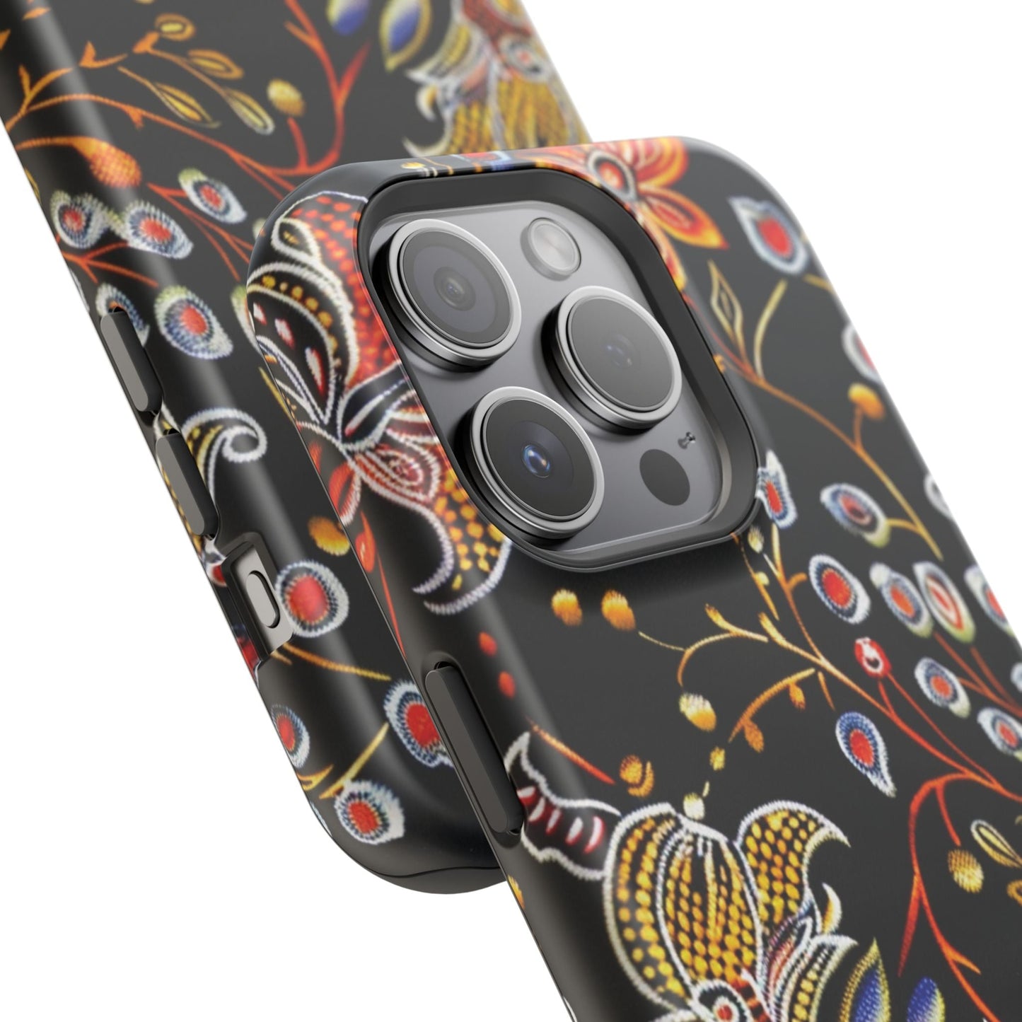 Floral Black Magnetic Impact Phone Case — Protective Magnetic, Shock - Resistant Floral Design - DIGITAL X
