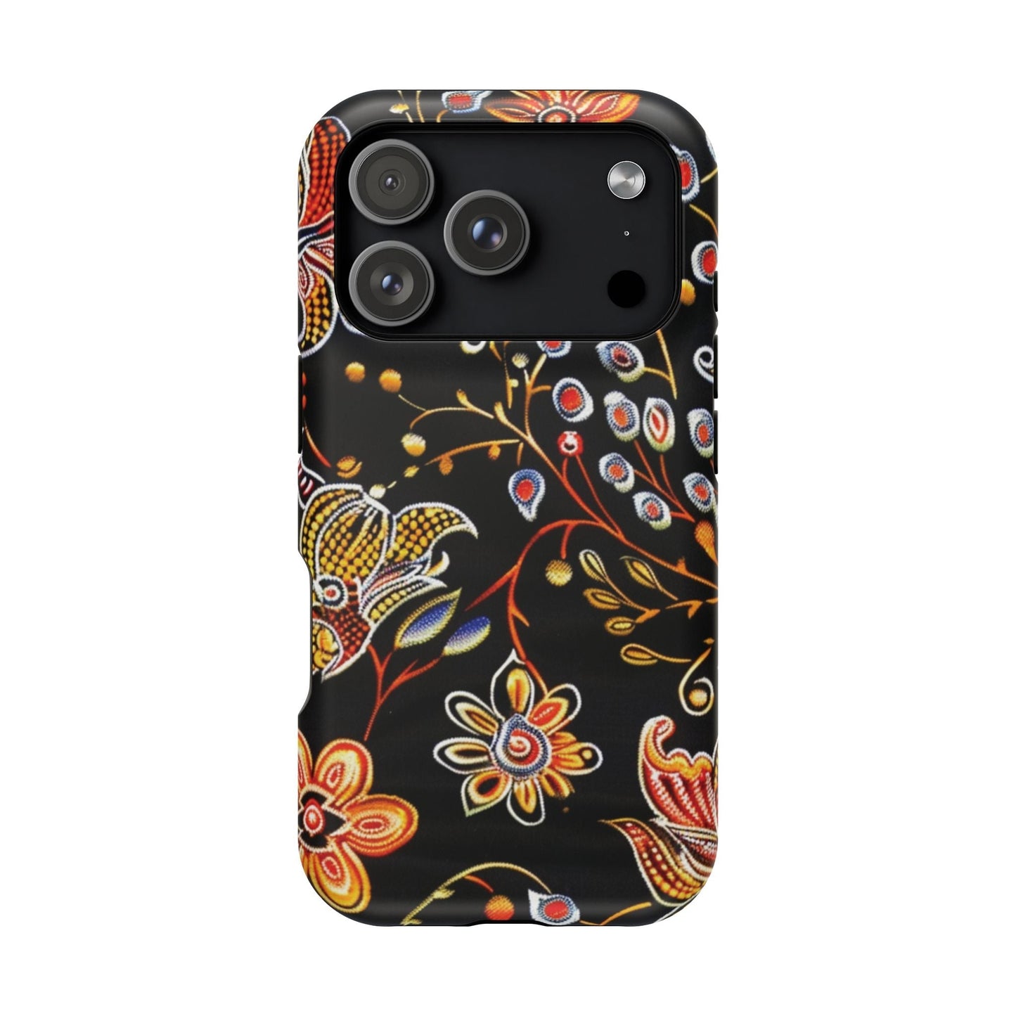 Floral Black Magnetic Impact Phone Case — Protective Magnetic, Shock - Resistant Floral Design - DIGITAL X