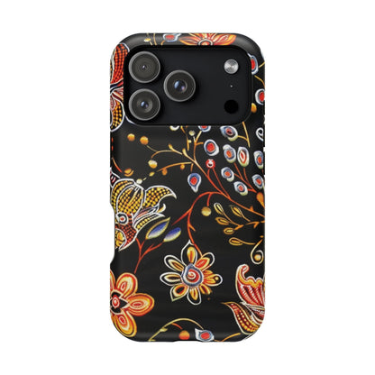 Floral Black Magnetic Impact Phone Case — Protective Magnetic, Shock - Resistant Floral Design - DIGITAL X