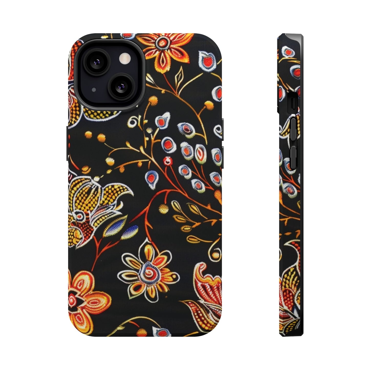 Floral Black Magnetic Impact Phone Case — Protective Magnetic, Shock - Resistant Floral Design - DIGITAL X