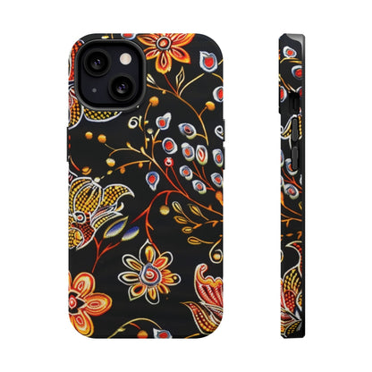 Floral Black Magnetic Impact Phone Case — Protective Magnetic, Shock - Resistant Floral Design - DIGITAL X