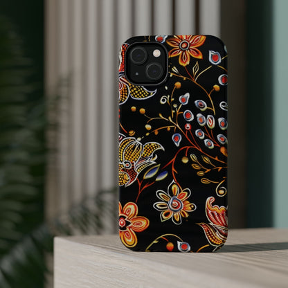 Floral Black Magnetic Impact Phone Case — Protective Magnetic, Shock - Resistant Floral Design - DIGITAL X