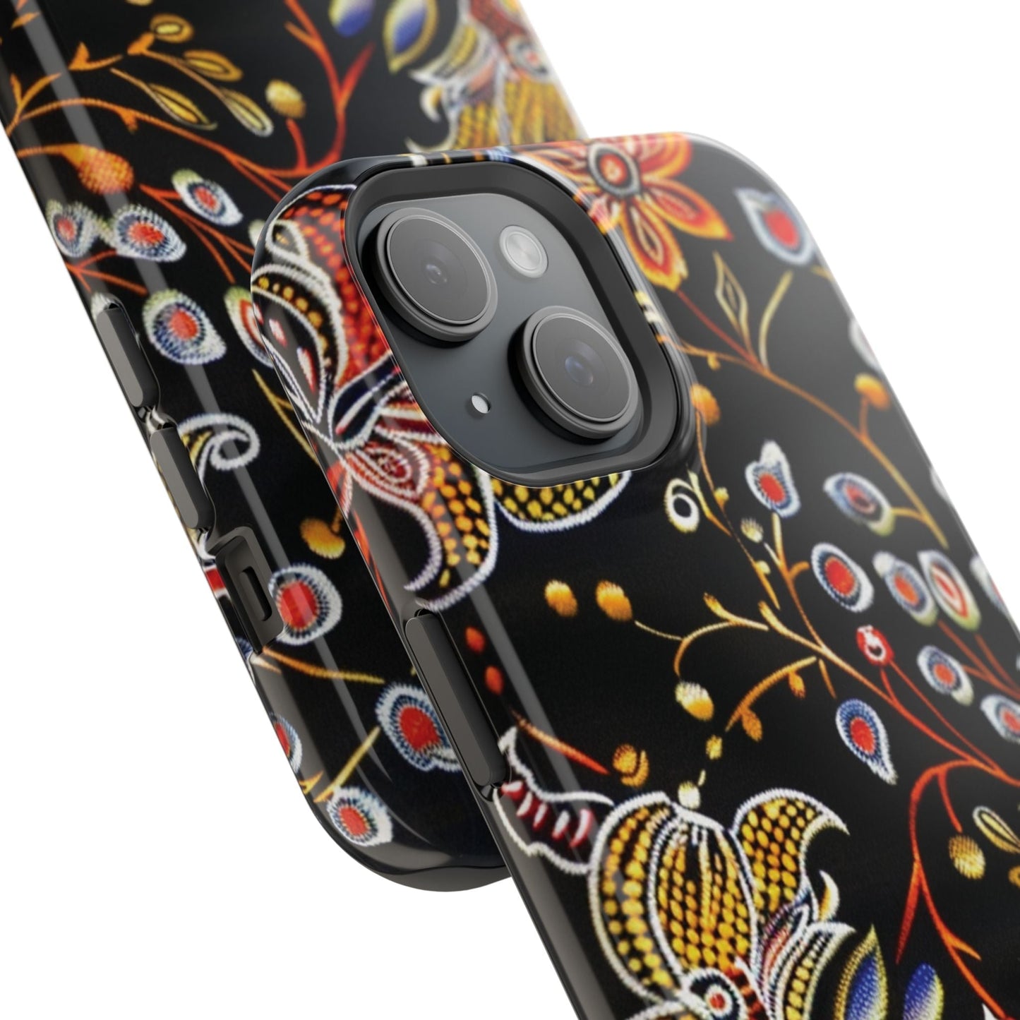 Floral Black Magnetic Impact Phone Case — Protective Magnetic, Shock - Resistant Floral Design - DIGITAL X
