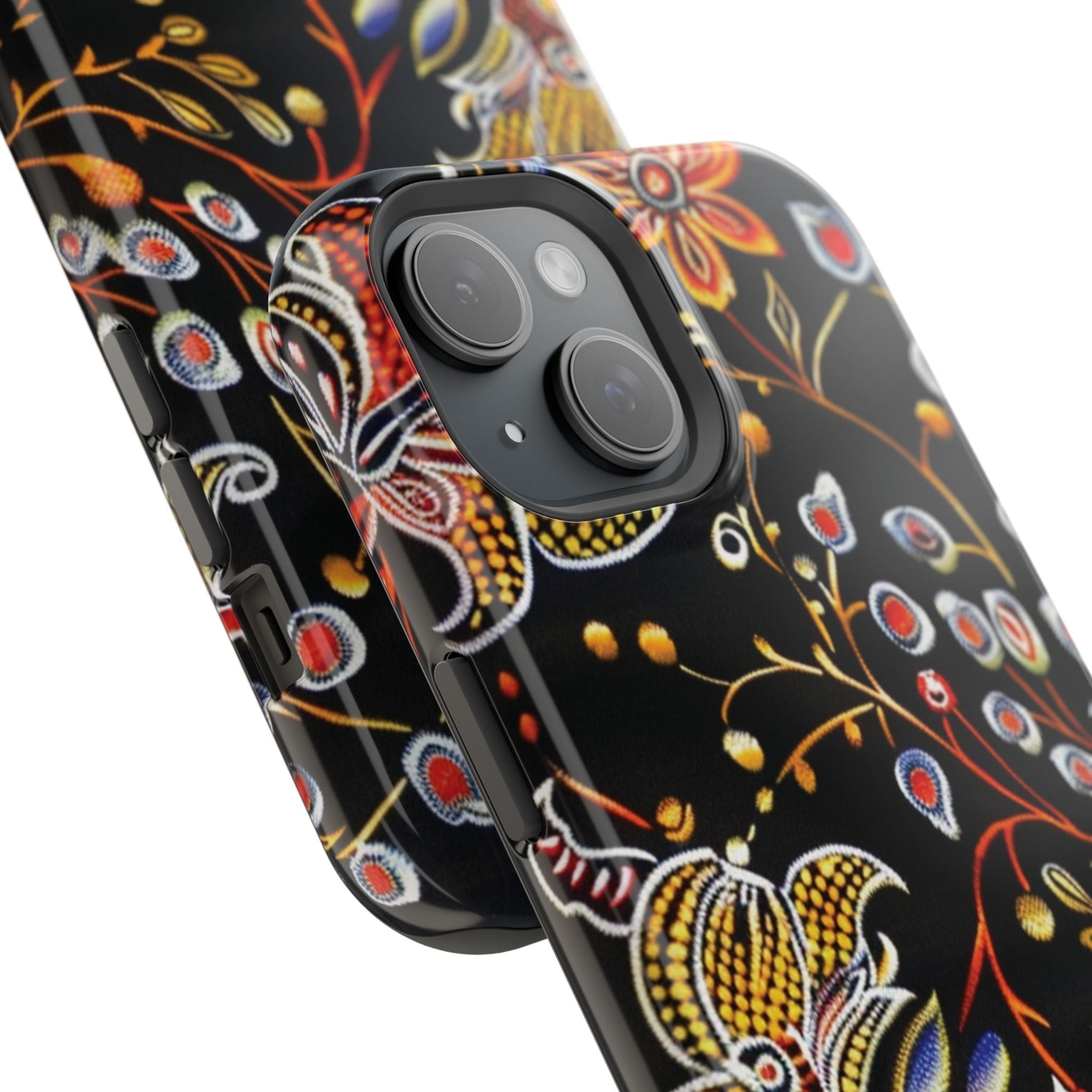 Floral Black Magnetic Impact Phone Case — Protective Magnetic, Shock - Resistant Floral Design - DIGITAL X