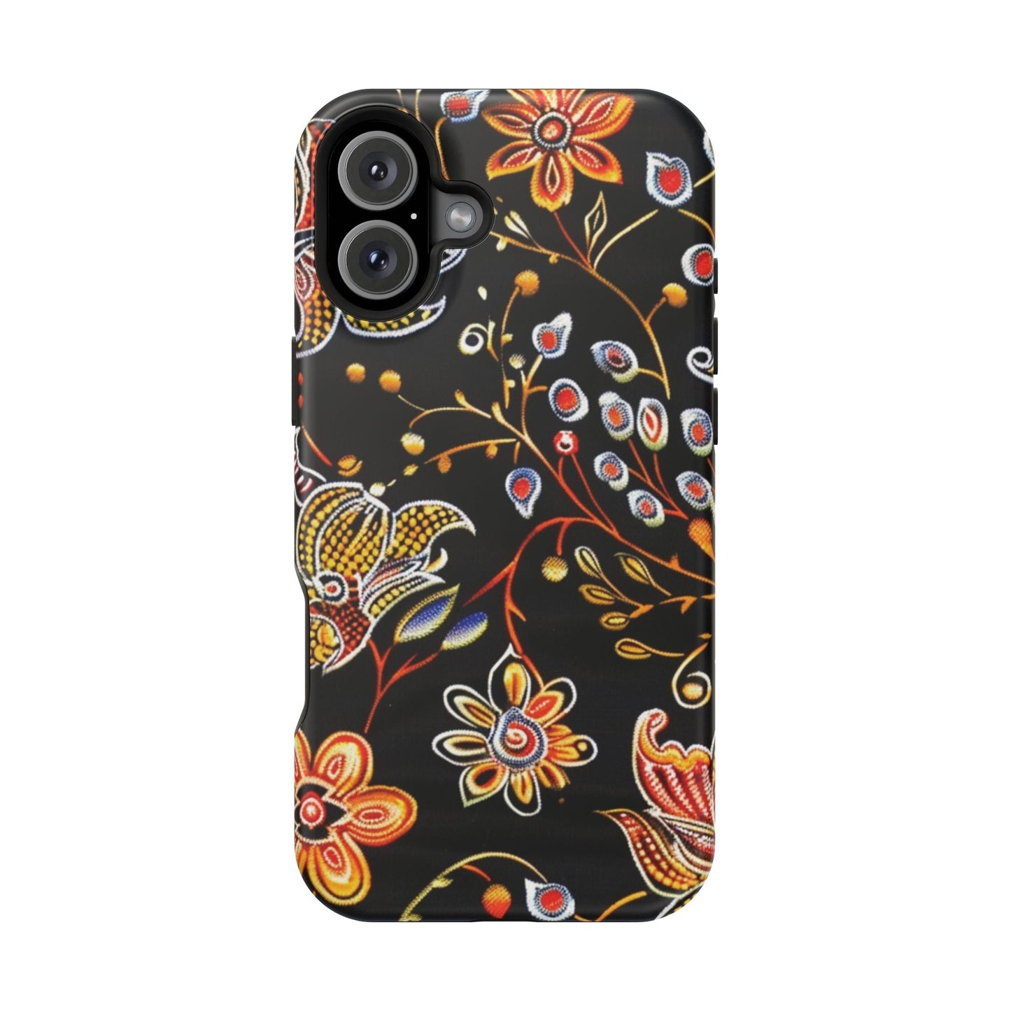 Floral Black Magnetic Impact Phone Case — Protective Magnetic, Shock - Resistant Floral Design - DIGITAL X