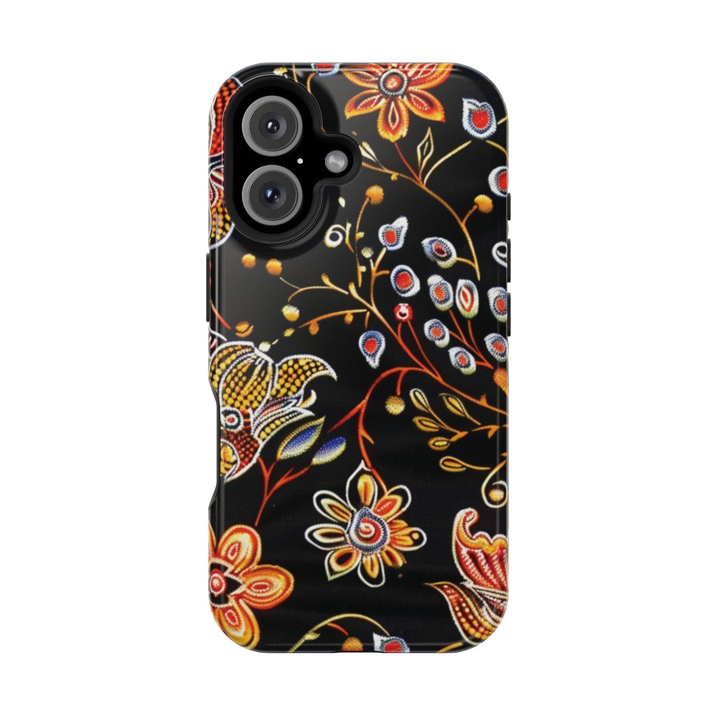 Floral Black Magnetic Impact Phone Case — Protective Magnetic, Shock - Resistant Floral Design - DIGITAL X