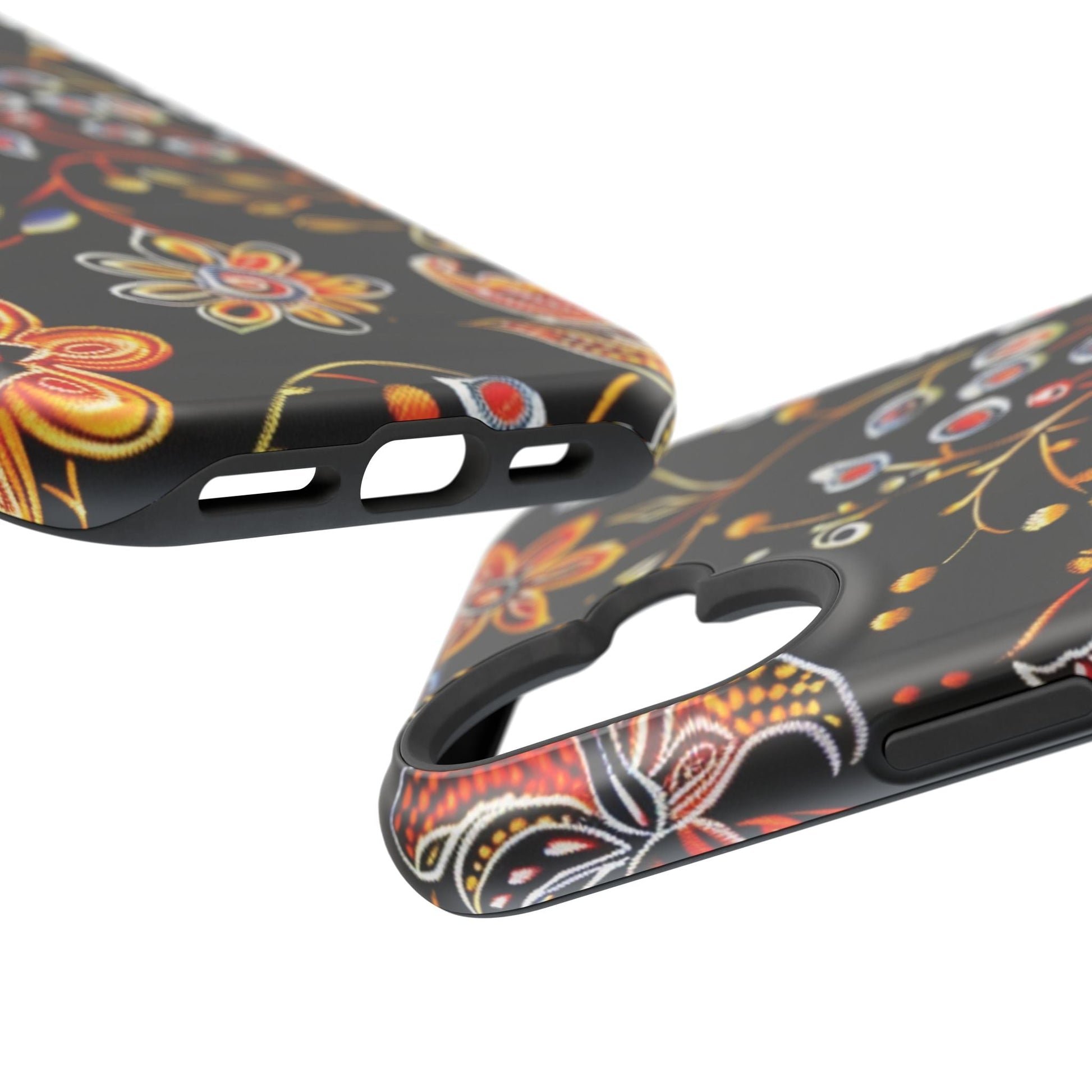 Floral Black Magnetic Impact Phone Case — Protective Magnetic, Shock - Resistant Floral Design - DIGITAL X