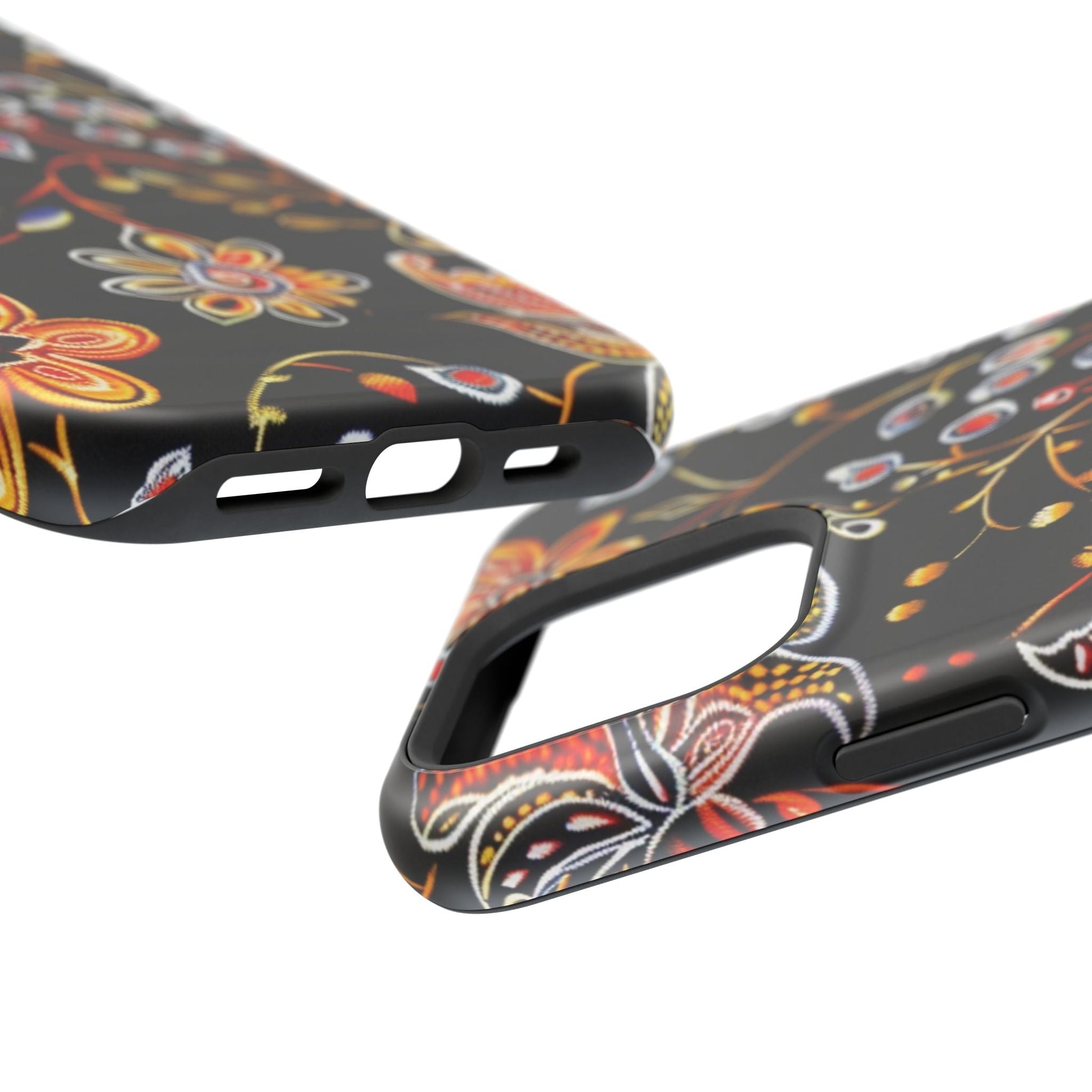 Floral Black Magnetic Impact Phone Case — Protective Magnetic, Shock - Resistant Floral Design - DIGITAL X