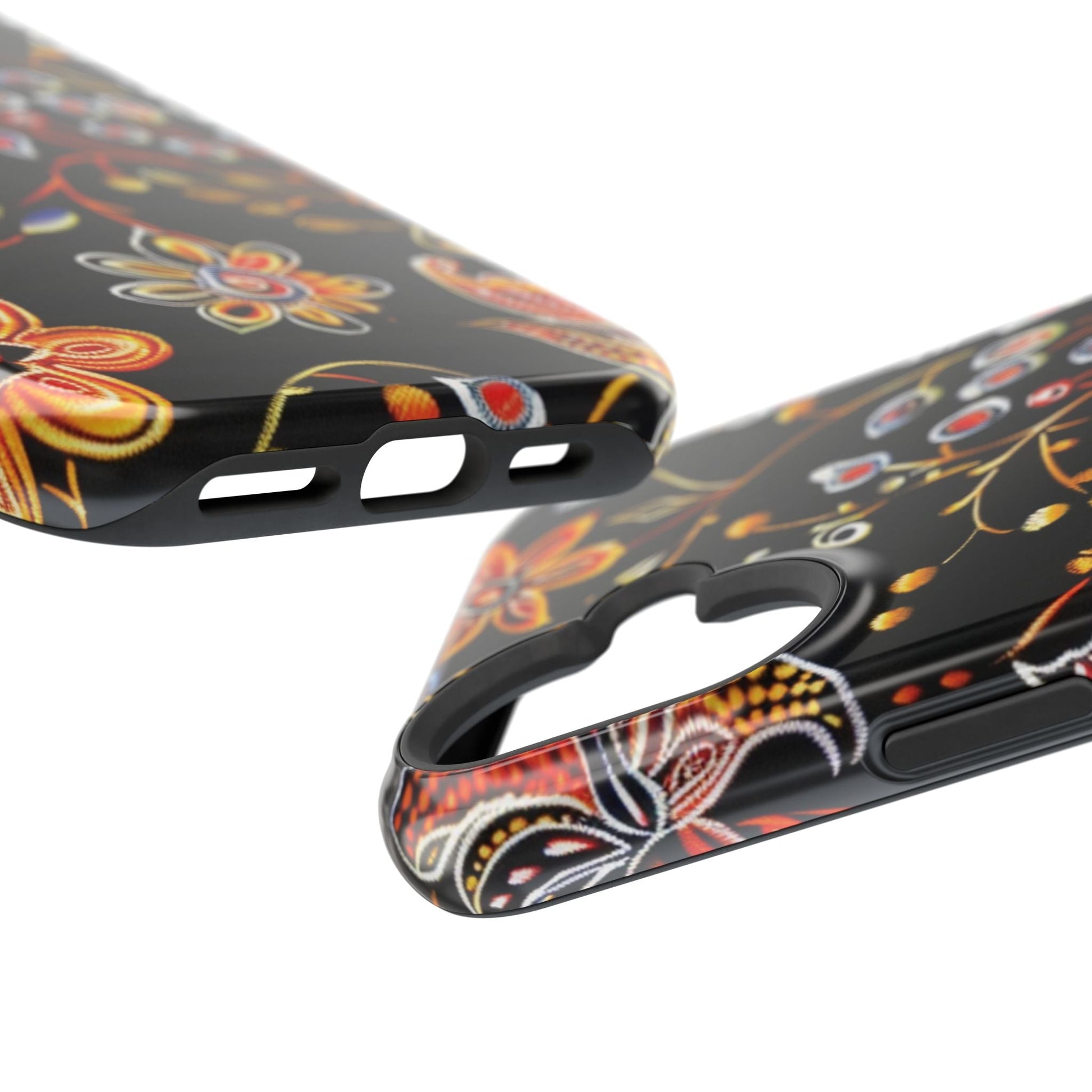 Floral Black Magnetic Impact Phone Case — Protective Magnetic, Shock - Resistant Floral Design - DIGITAL X