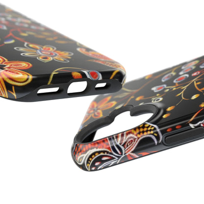 Floral Black Magnetic Impact Phone Case — Protective Magnetic, Shock - Resistant Floral Design - DIGITAL X