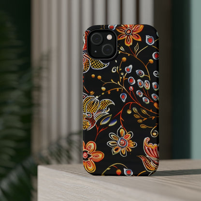 Floral Black Magnetic Impact Phone Case — Protective Magnetic, Shock - Resistant Floral Design - DIGITAL X