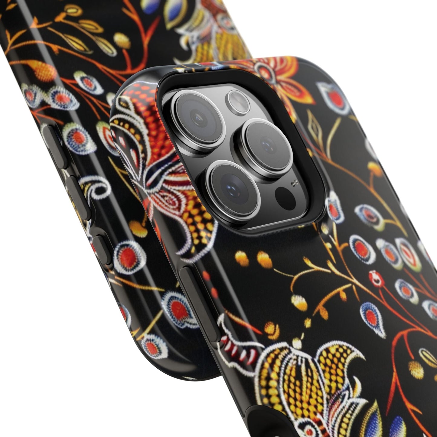 Floral Black Magnetic Impact Phone Case — Protective Magnetic, Shock - Resistant Floral Design - DIGITAL X