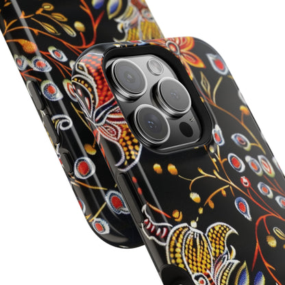 Floral Black Magnetic Impact Phone Case — Protective Magnetic, Shock - Resistant Floral Design - DIGITAL X
