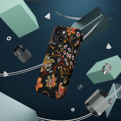 Floral Black Magnetic Impact Phone Case — Protective Magnetic, Shock - Resistant Floral Design - DIGITAL X