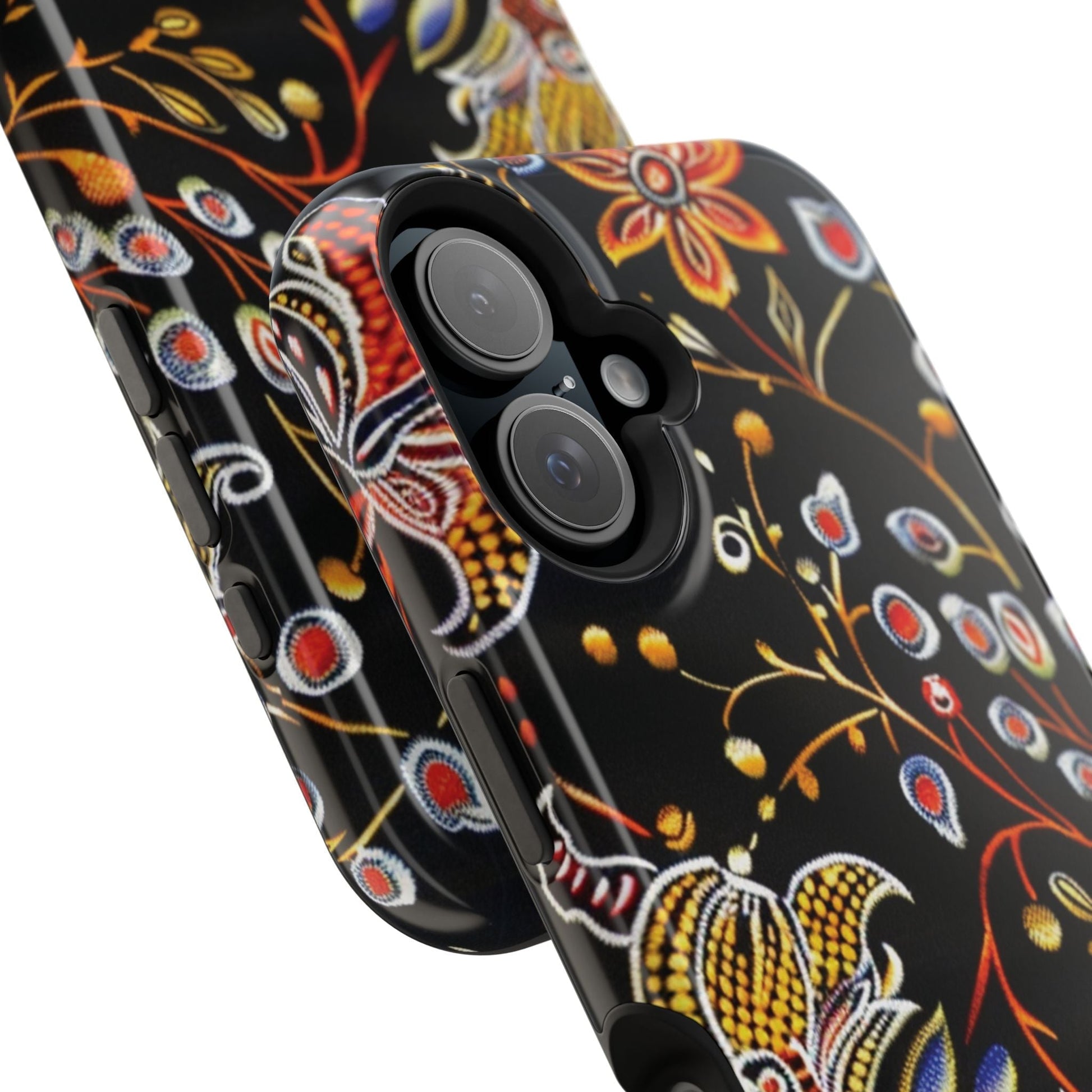 Floral Black Magnetic Impact Phone Case — Protective Magnetic, Shock - Resistant Floral Design - DIGITAL X