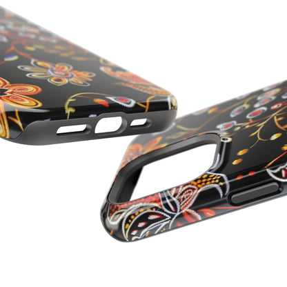 Floral Black Magnetic Impact Phone Case — Protective Magnetic, Shock - Resistant Floral Design - DIGITAL X