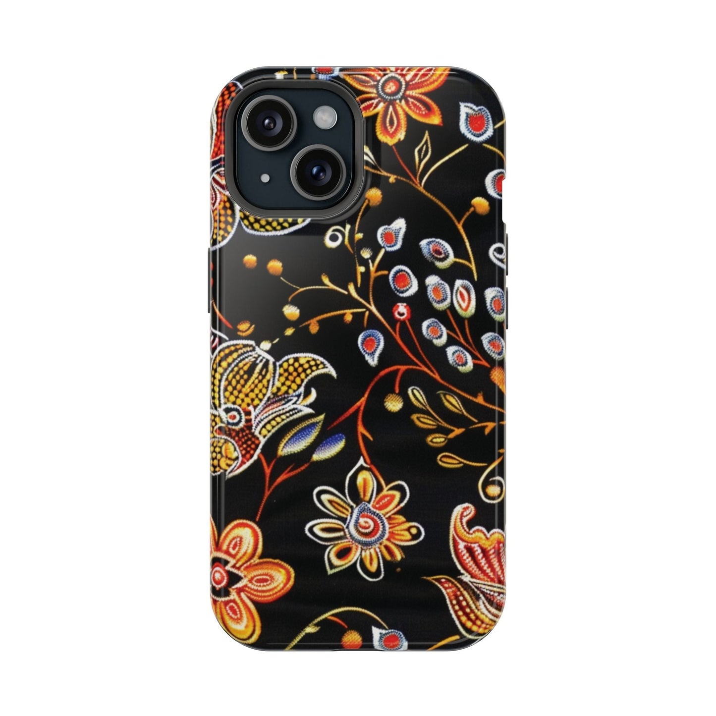 Floral Black Magnetic Impact Phone Case — Protective Magnetic, Shock - Resistant Floral Design - DIGITAL X