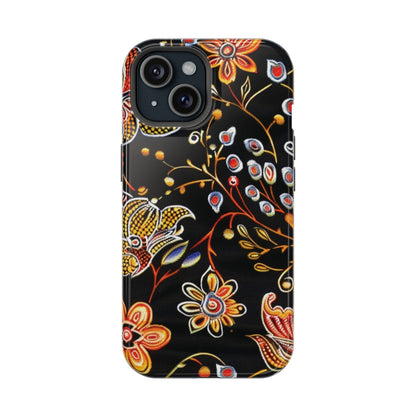 Floral Black Magnetic Impact Phone Case — Protective Magnetic, Shock - Resistant Floral Design - DIGITAL X