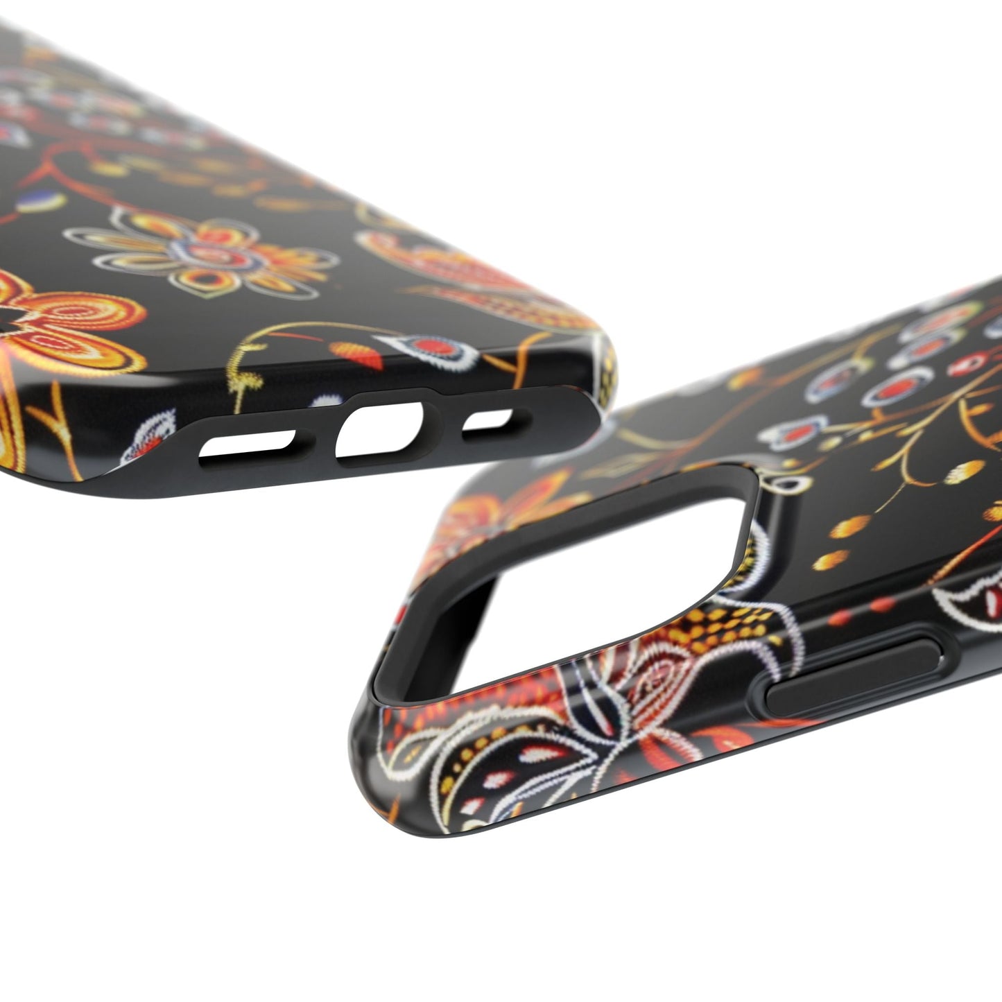 Floral Black Magnetic Impact Phone Case — Protective Magnetic, Shock - Resistant Floral Design - DIGITAL X