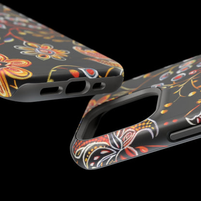 Floral Black Magnetic Impact Phone Case — Protective Magnetic, Shock - Resistant Floral Design - DIGITAL X
