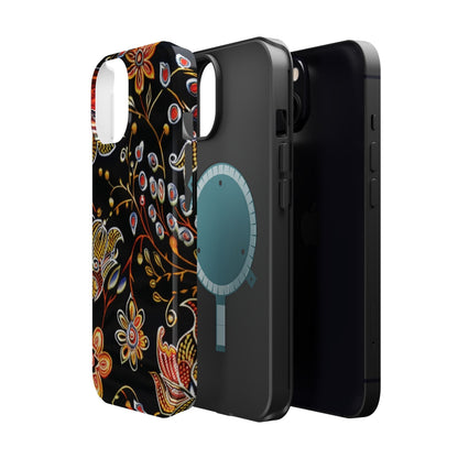 Floral Black Magnetic Impact Phone Case — Protective Magnetic, Shock - Resistant Floral Design - DIGITAL X