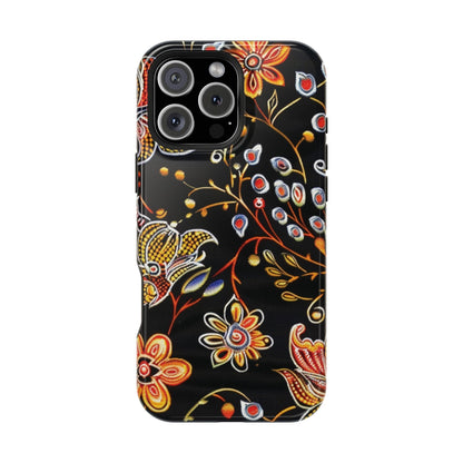 Floral Black Magnetic Impact Phone Case — Protective Magnetic, Shock - Resistant Floral Design - DIGITAL X