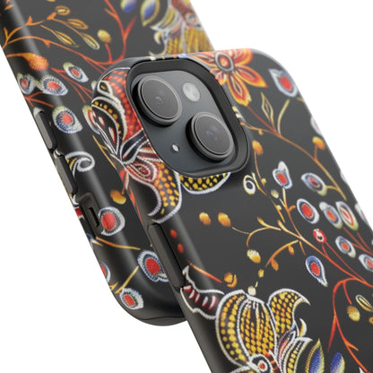 Floral Black Magnetic Impact Phone Case — Protective Magnetic, Shock - Resistant Floral Design - DIGITAL X