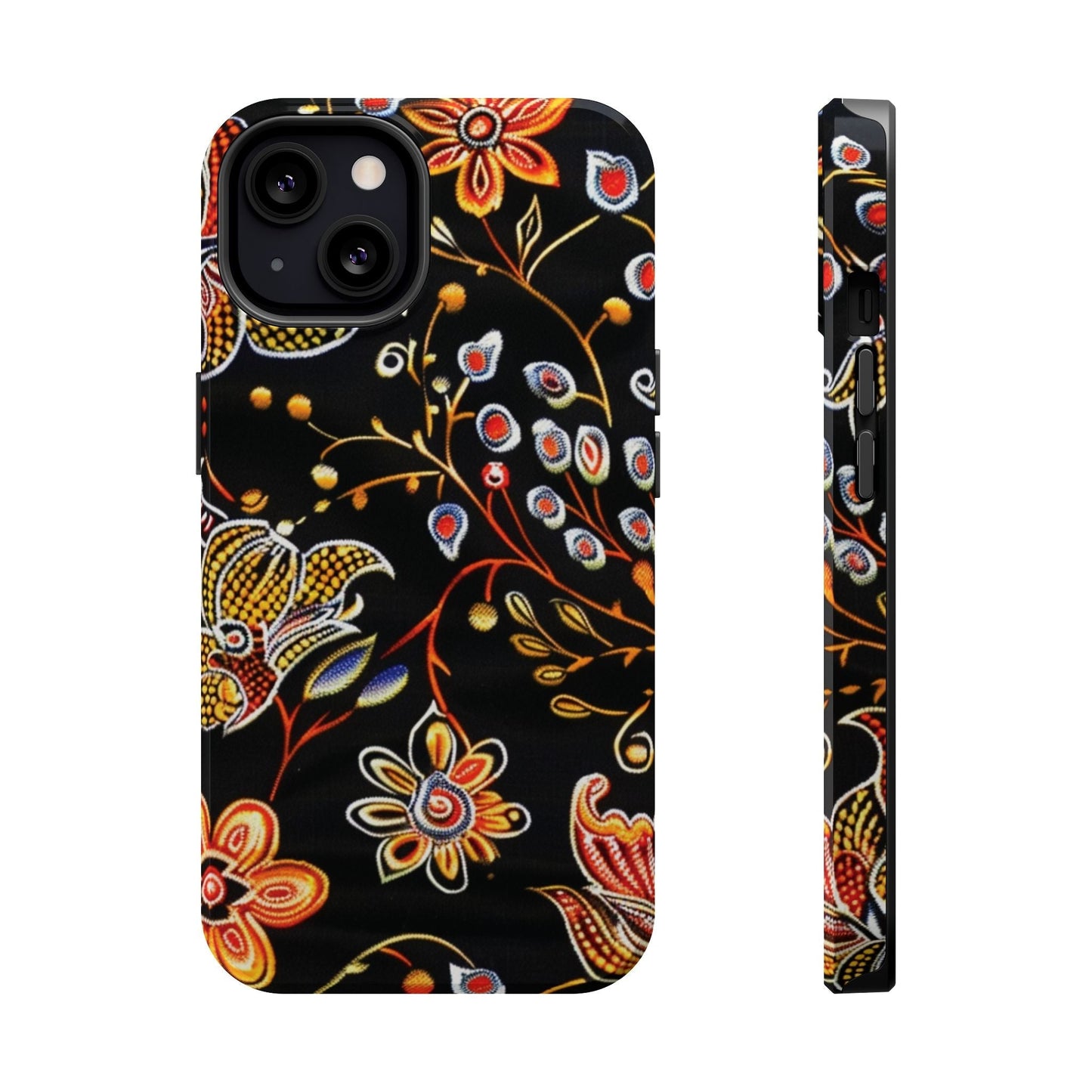 Floral Black Magnetic Impact Phone Case — Protective Magnetic, Shock - Resistant Floral Design - DIGITAL X