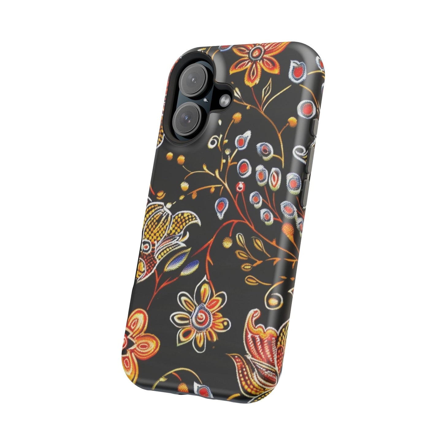 Floral Black Magnetic Impact Phone Case — Protective Magnetic, Shock - Resistant Floral Design - DIGITAL X
