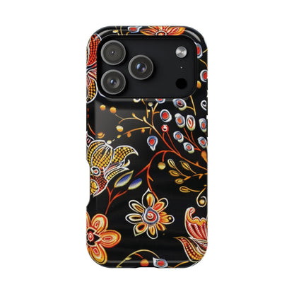 Floral Black Magnetic Impact Phone Case — Protective Magnetic, Shock - Resistant Floral Design - DIGITAL X