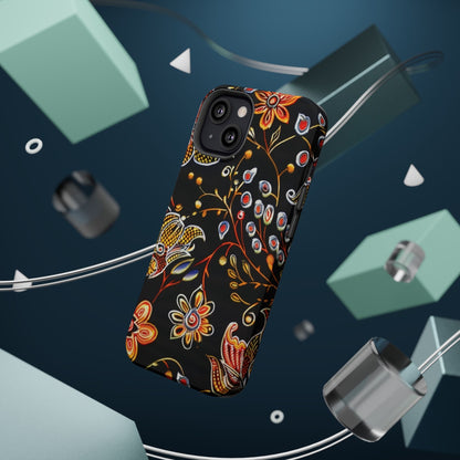 Floral Black Magnetic Impact Phone Case — Protective Magnetic, Shock - Resistant Floral Design - DIGITAL X